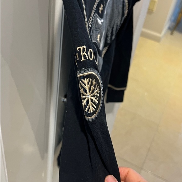 NWT Alp N Rock Black Long Sleeve Luxe Henley with mountains & ski lift gondola - Picture 7 of 9